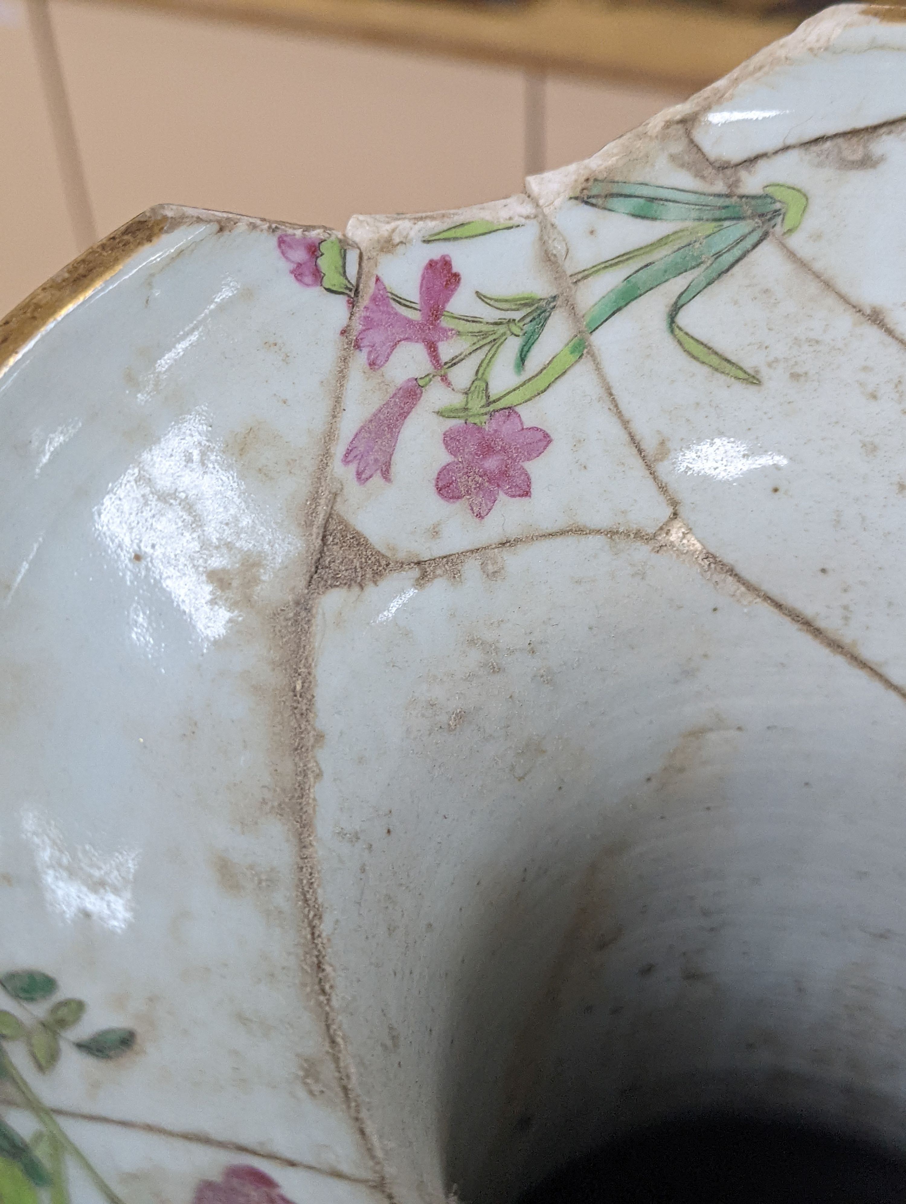 A pair of large 19th century Chinese famille rose celadon ground vases (a.f.) 65cm